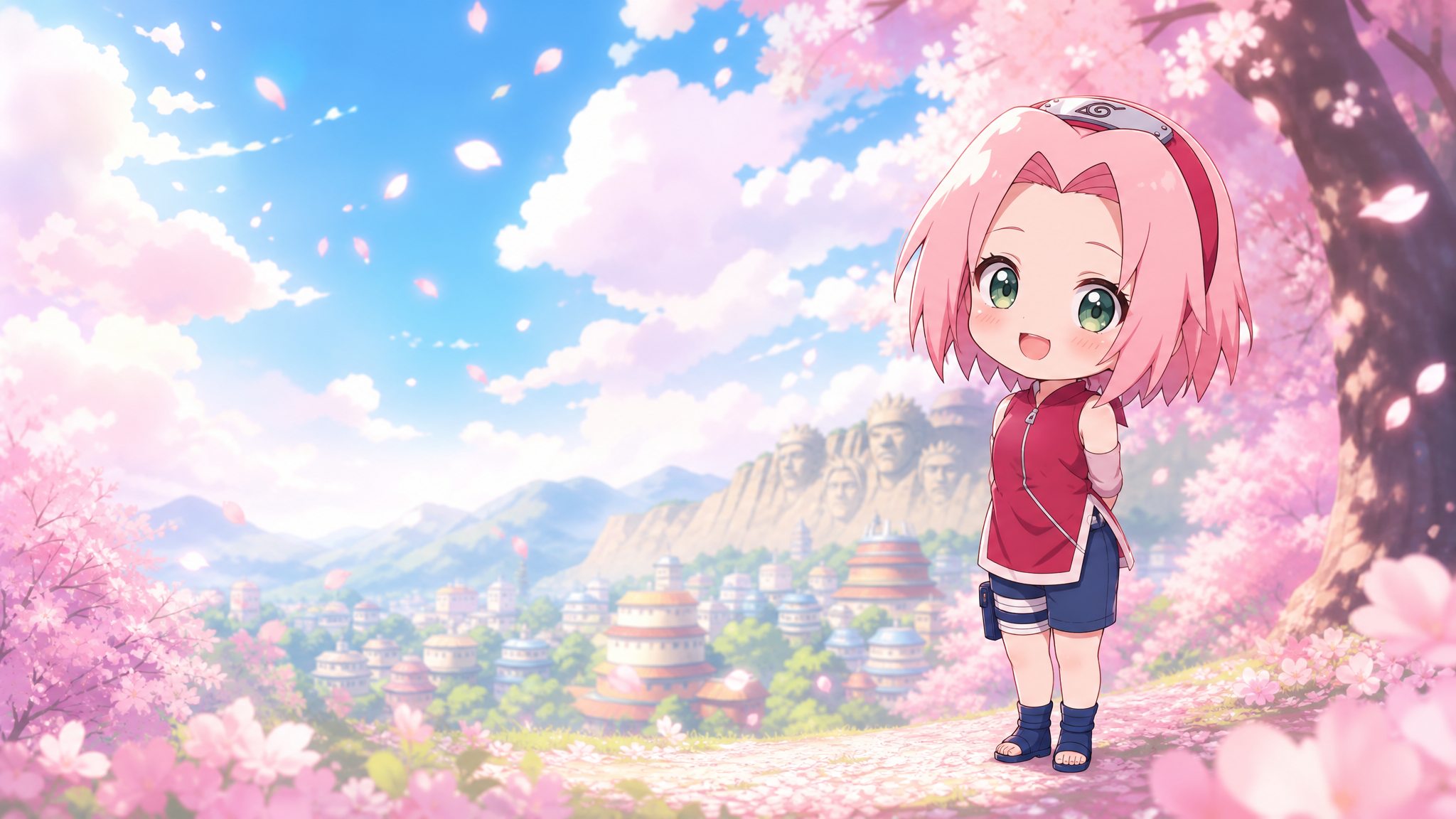 春野樱樱花季壁纸 | 粉色动漫少女唯美场景