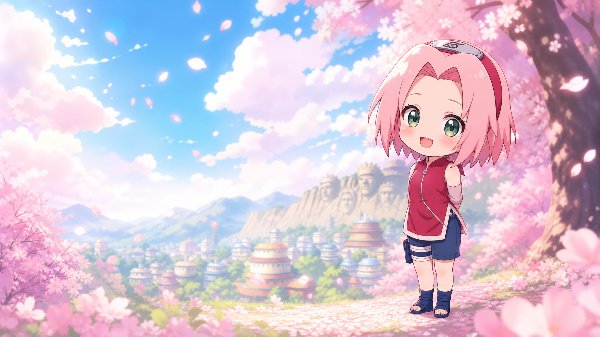 Anime illustration, cute chibi Haruno Sa...