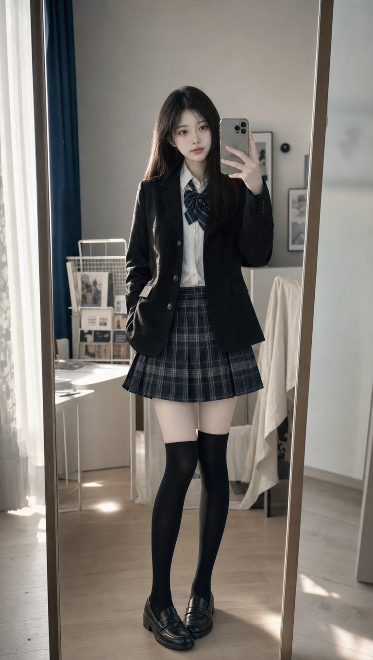 清新JK制服穿搭 | 自然光下的温柔自拍