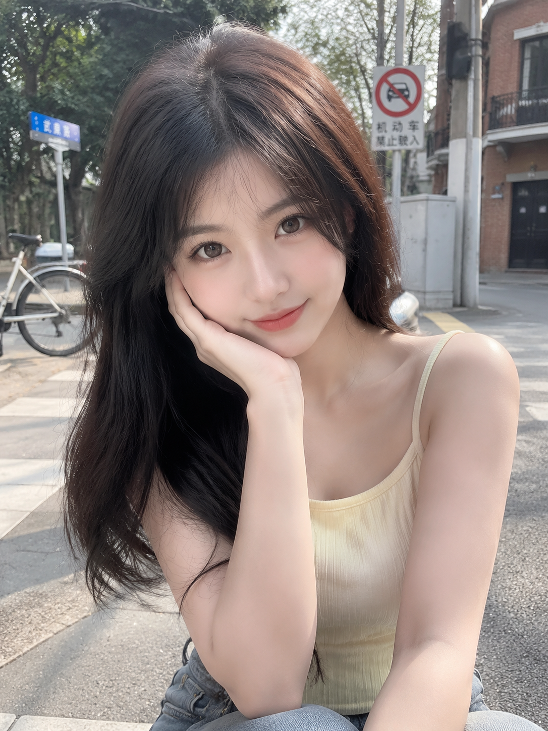 夏日街头清新写真:甜美女生近照分享