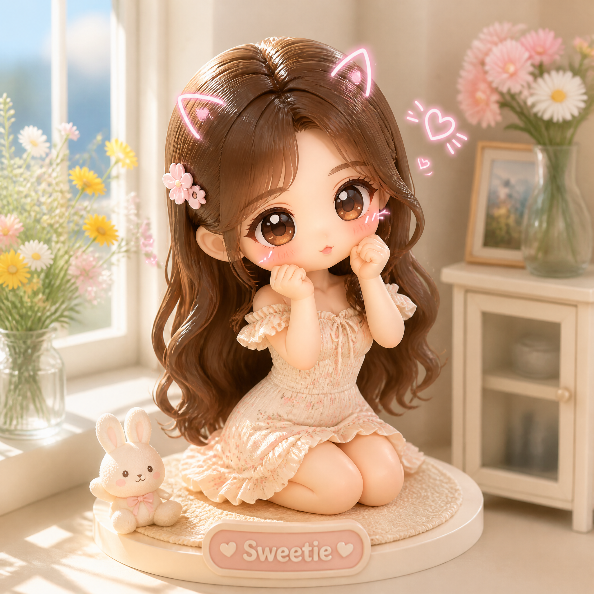 Q版萌系手办「Sweetie」：粉色梦幻风桌面装饰