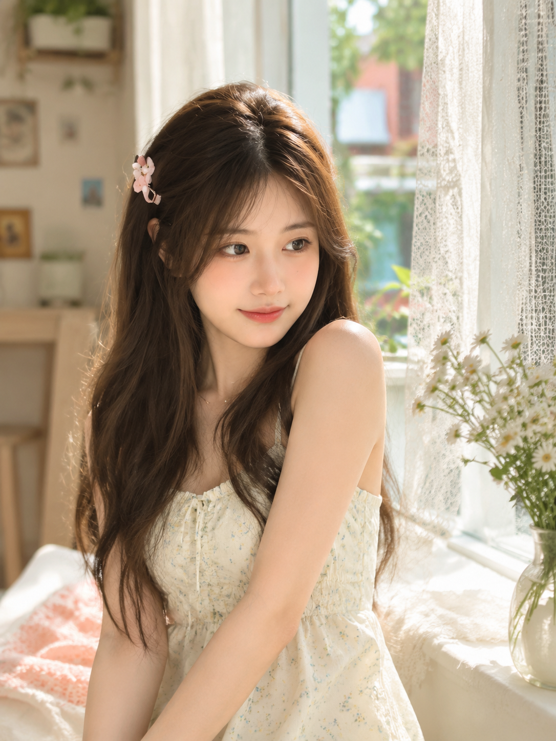 韩式清新写真：窗边少女的温柔时光