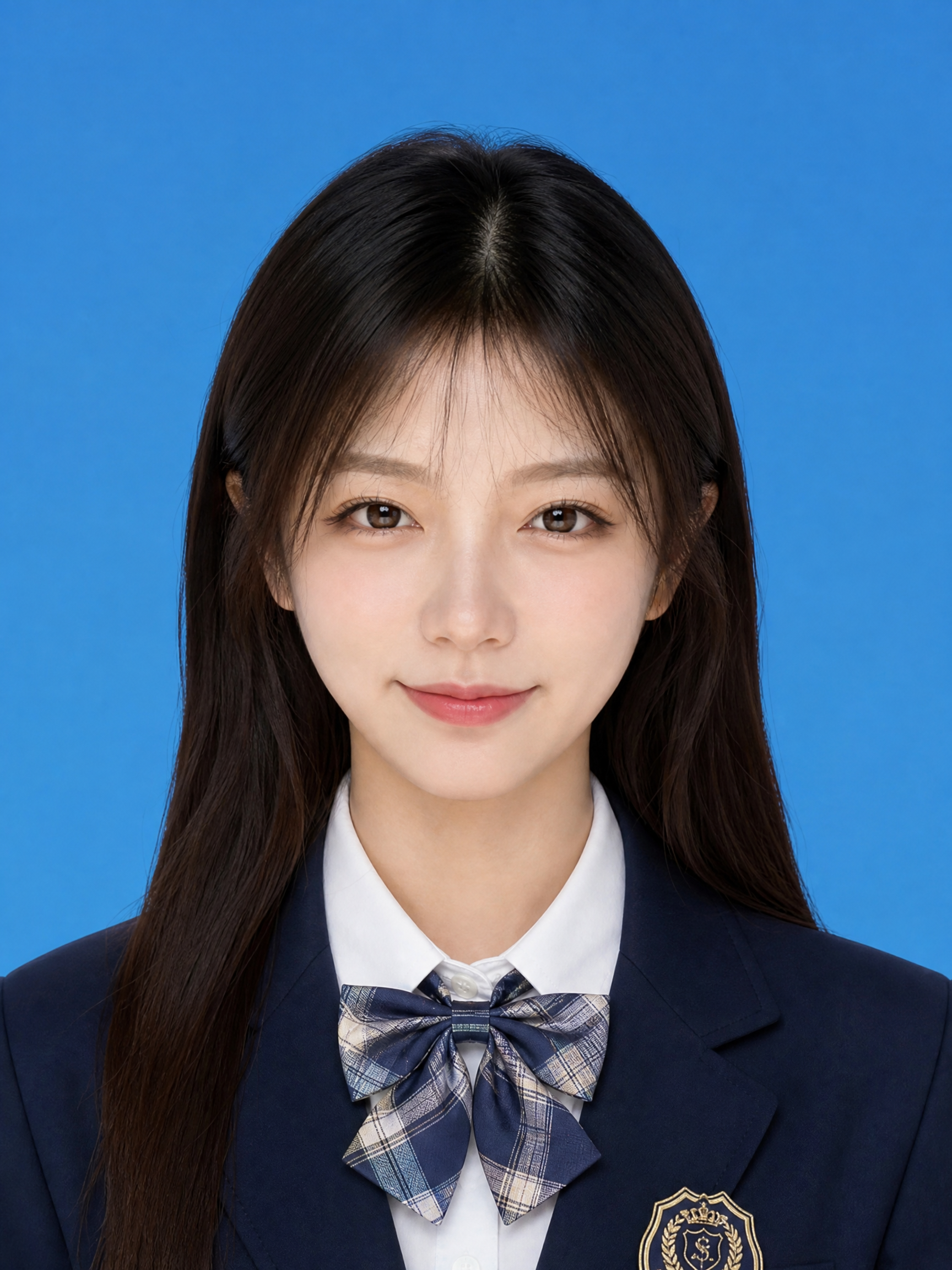 青春校园风证件照:甜美女生制服写真