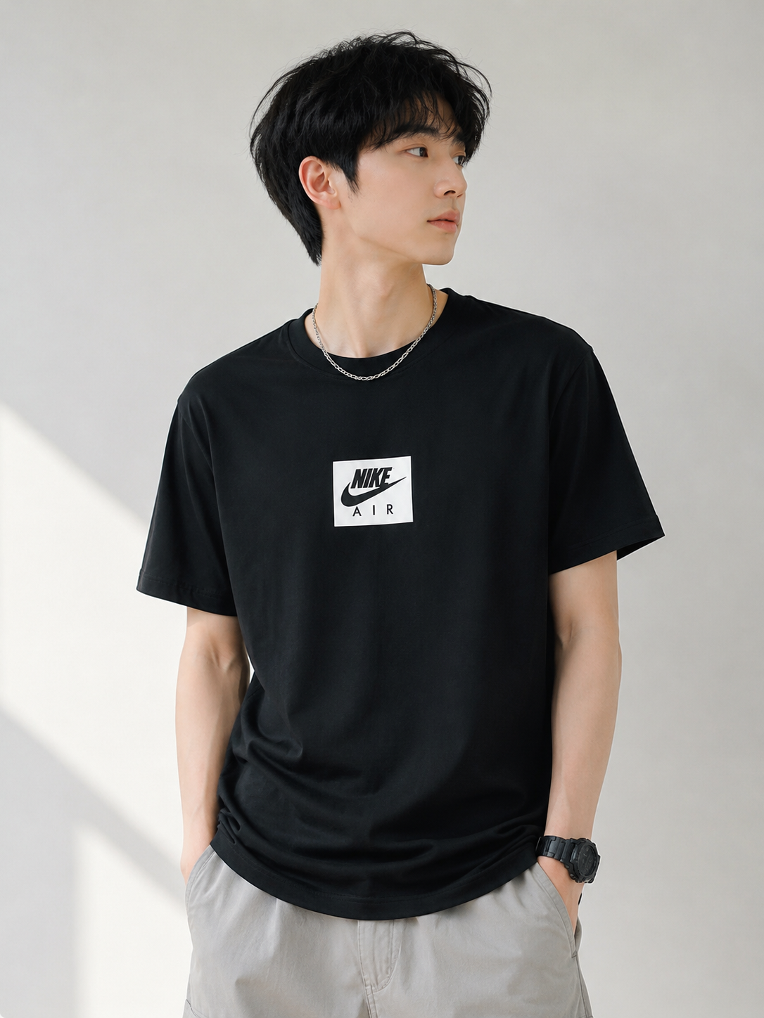 黑色Nike Air T恤男款夏季休闲穿搭