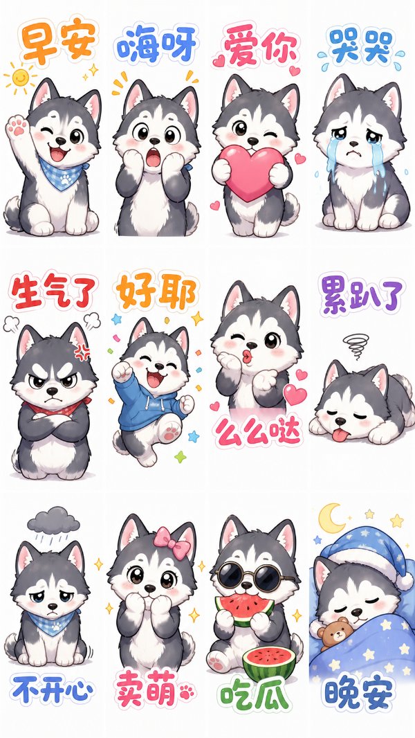 12张超萌哈士奇表情包，治愈你的每一天