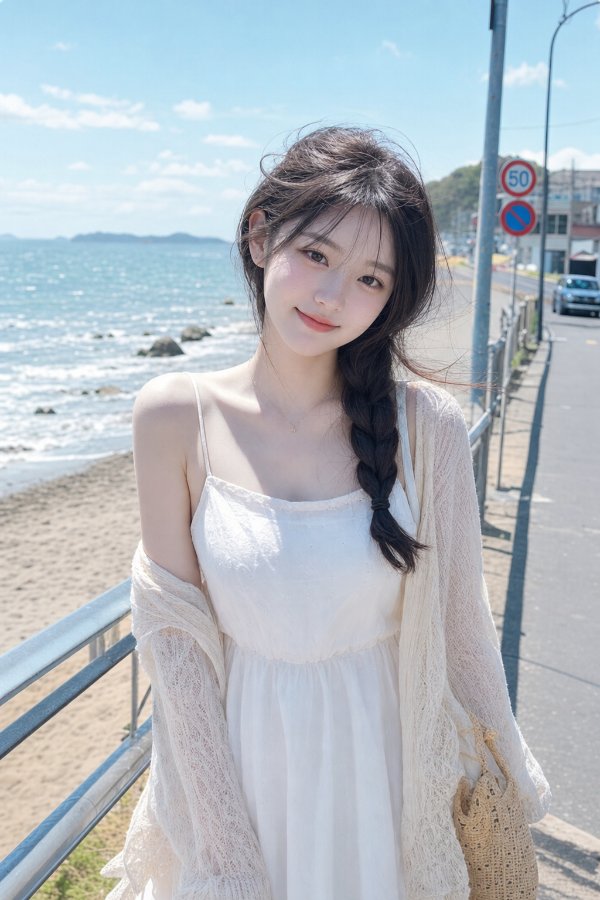 夏日海边写真：清新甜美女生照