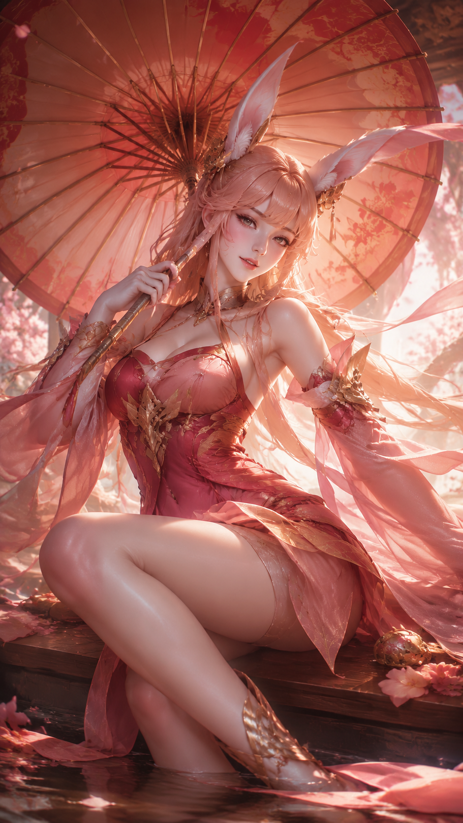 王者荣耀公孙离性感壁纸:粉色兔耳少女的梦幻之美